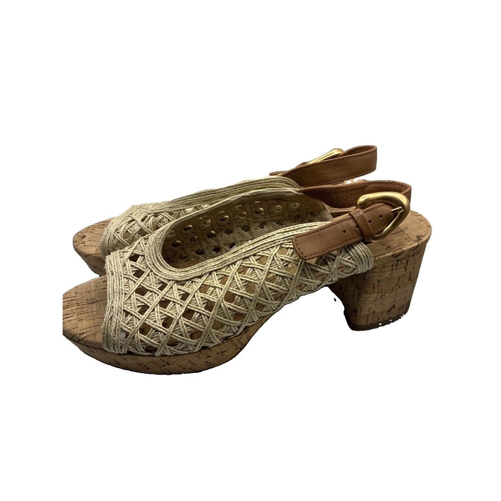 Aerosoles Cornelia Raffia Platform Slingback Sandals Women’s 8.5 Tan